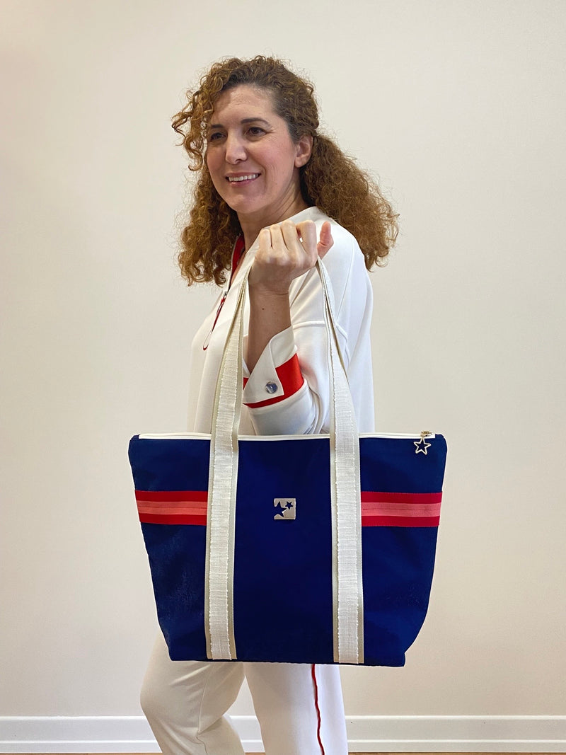 Kırmızı Lacivert Süet Shopping Bag