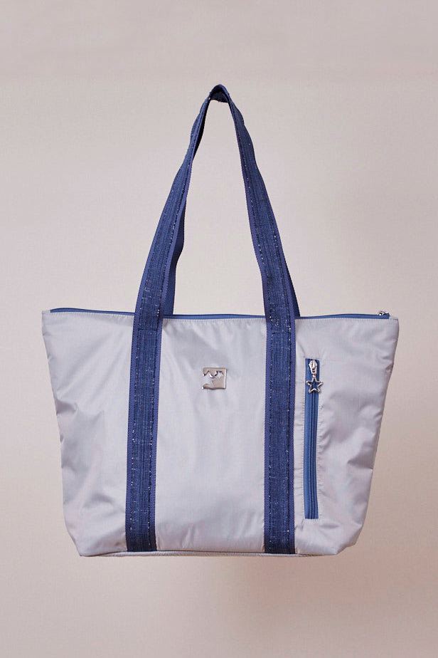 Gümüş Gri Shopping Bag (Mavi Askılı)