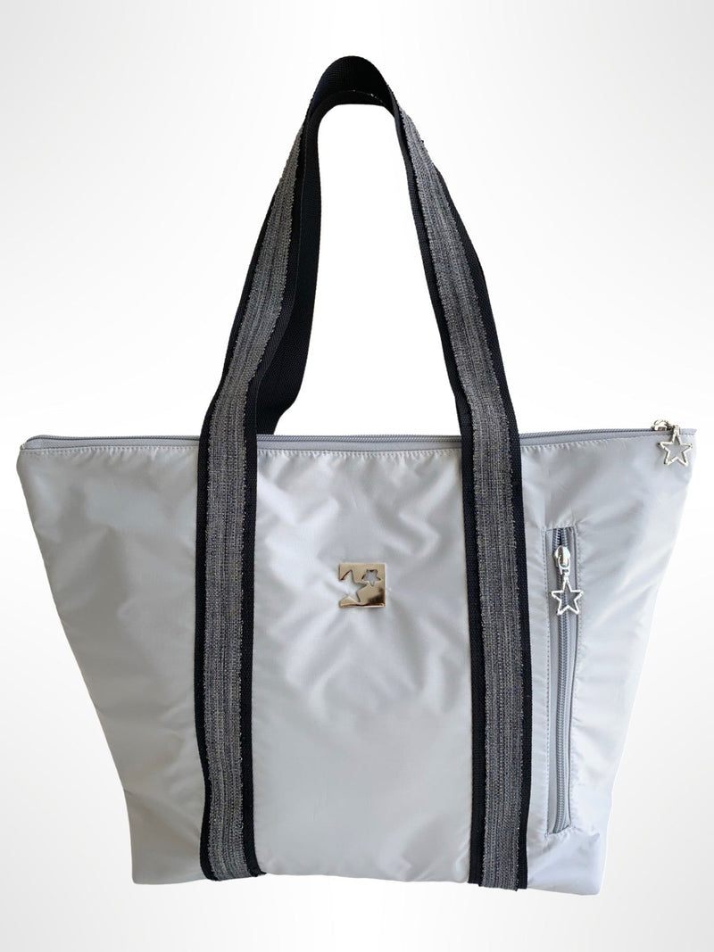 Gümüş Gri Shopping Bag (Siyah Askılı)