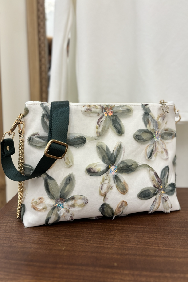 Yeşil Yapraklı Portföy Çanta  (Çapraz Askılı)