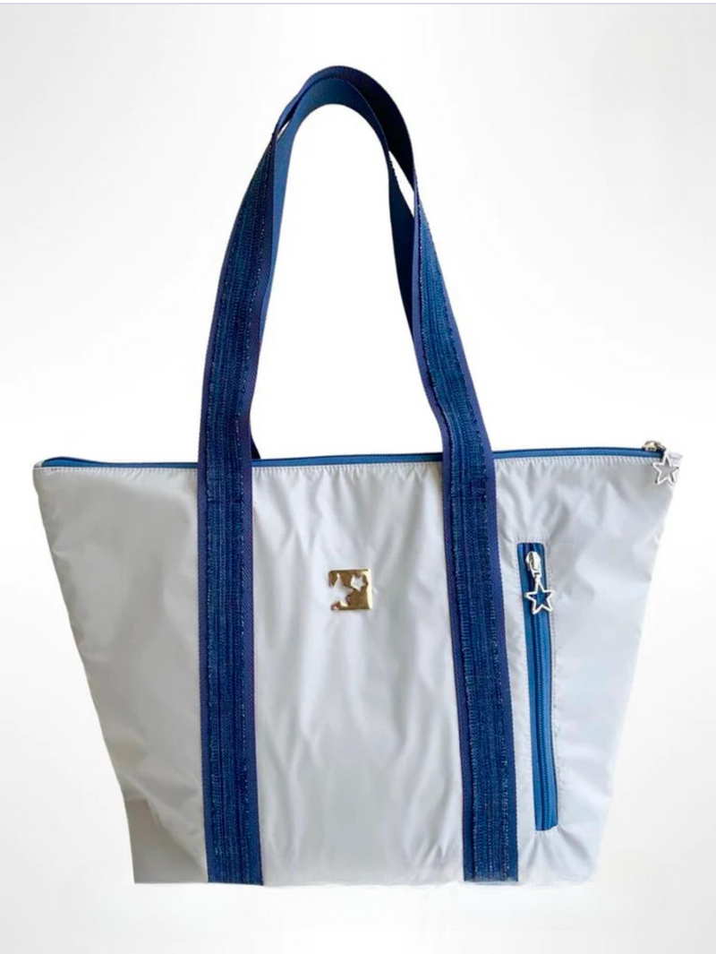 Gümüş Gri Shopping Bag (Mavi Askılı)