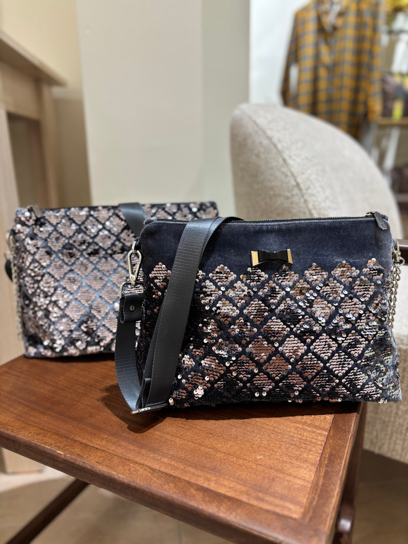 Kadife Payetli Portföy Çanta  (Çapraz Askılı)