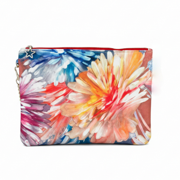 Renkli Çiçekli Clutch Çanta