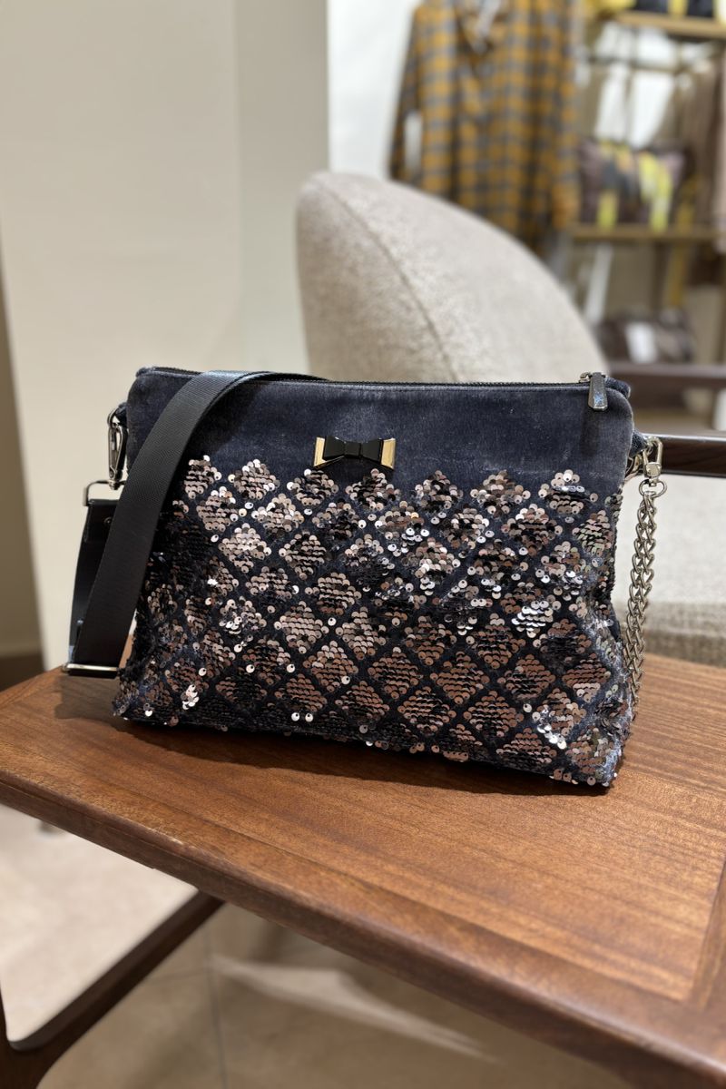 Kadife Payetli Portföy Çanta  (Çapraz Askılı)