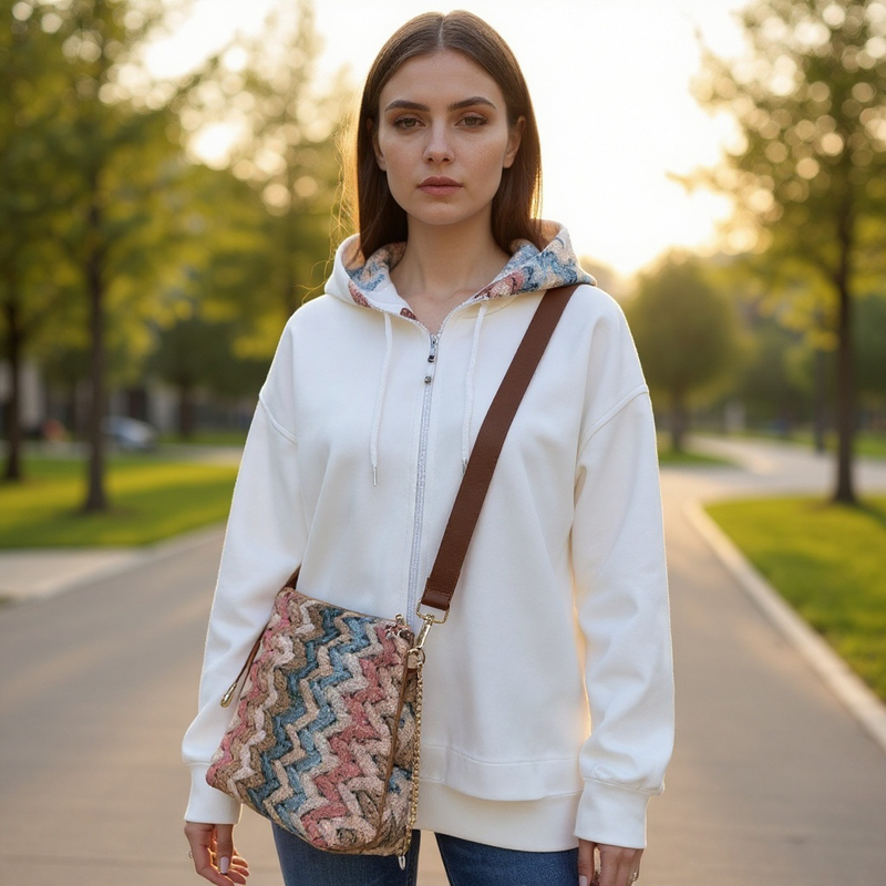 Renkli Pırıltılı Portföy Çanta  (Çapraz Askılı)