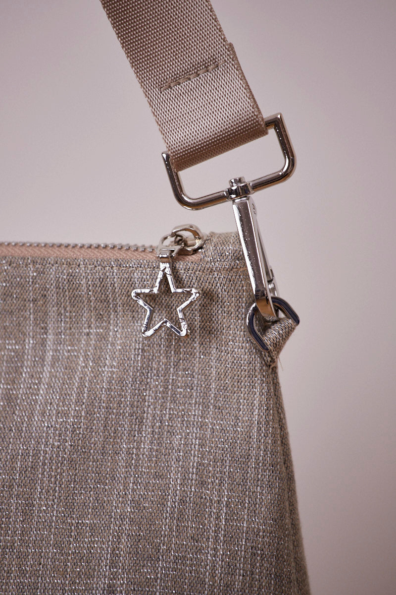 Bej Pırıltılı Portföy Çanta  (Çapraz Askılı)