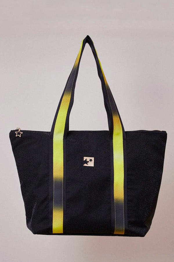 Siyah Pırıltılı Shopping Bag (Sarı Askılı)