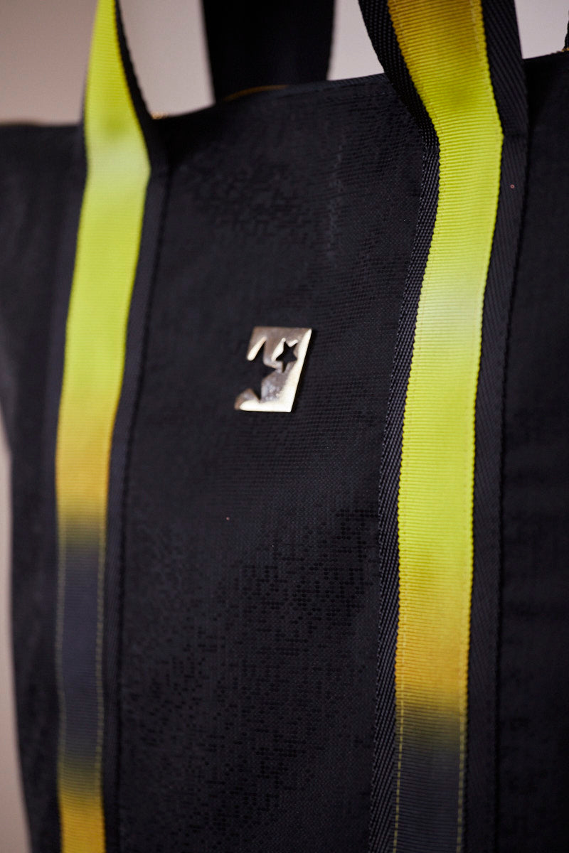 Siyah Pırıltılı Shopping Bag (Sarı Askılı)