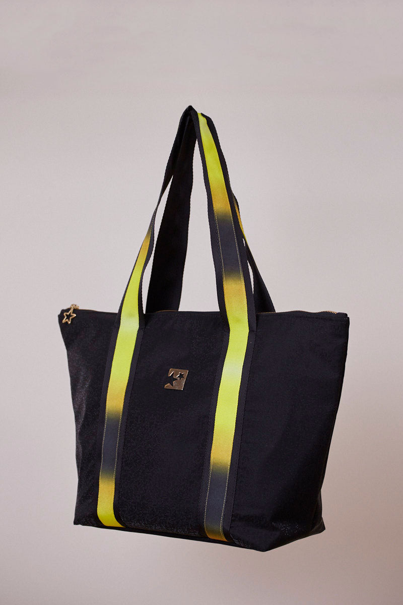 Siyah Pırıltılı Shopping Bag (Sarı Askılı)