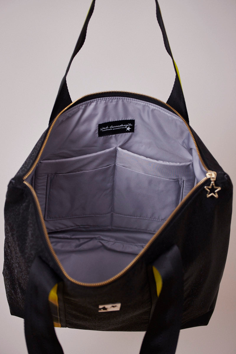 Siyah Pırıltılı Shopping Bag (Sarı Askılı)