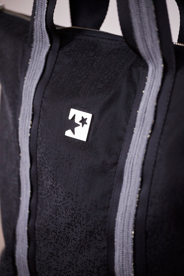 Siyah Pırıltılı Shopping Bag (Gri Askılı)