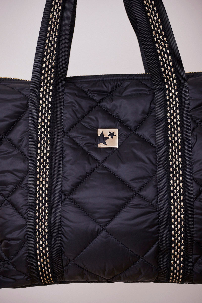 Siyah Kapitone Shopping Bag (Sarı Puantiye Askılı)