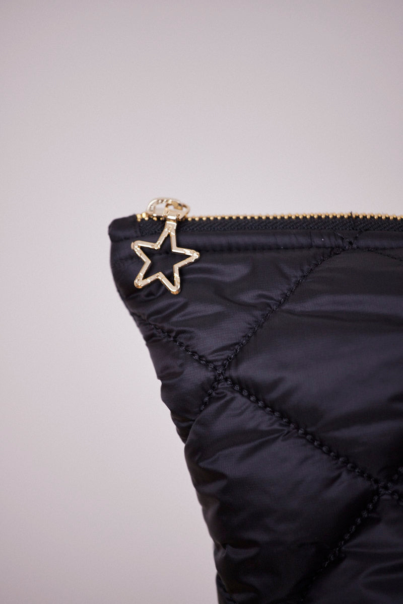 Siyah Kapitone Shopping Bag (Sarı Puantiye Askılı)