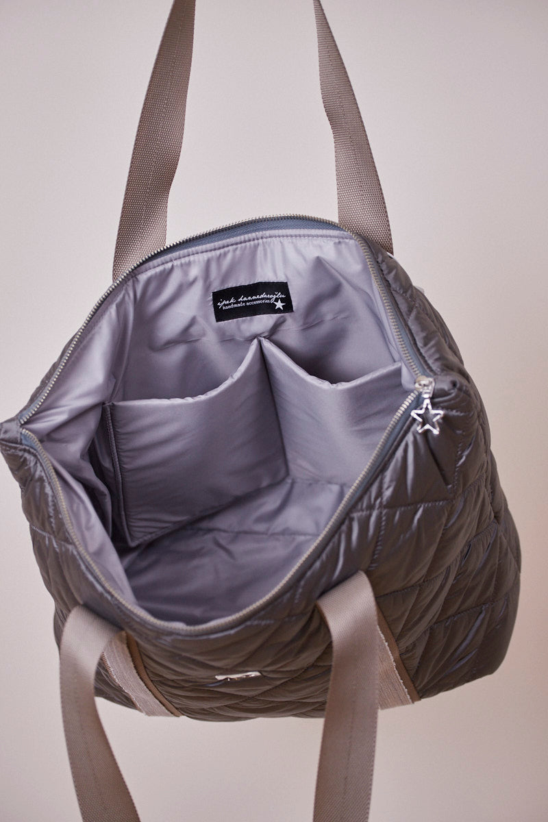 Gri Kapitone Shopping Bag (Gri Askılı)