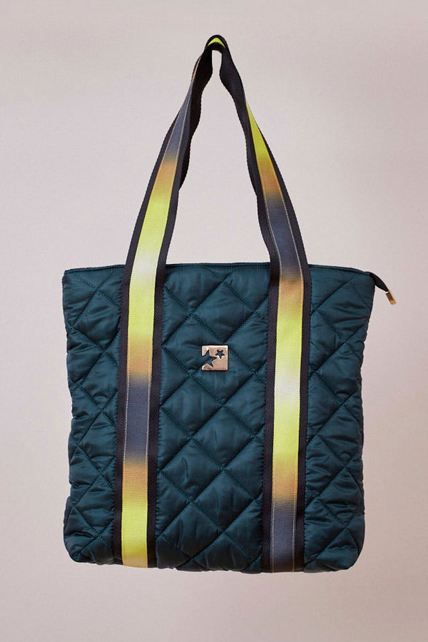 Kapitone Yeşil Omuz Çantası (Siyah askılı)