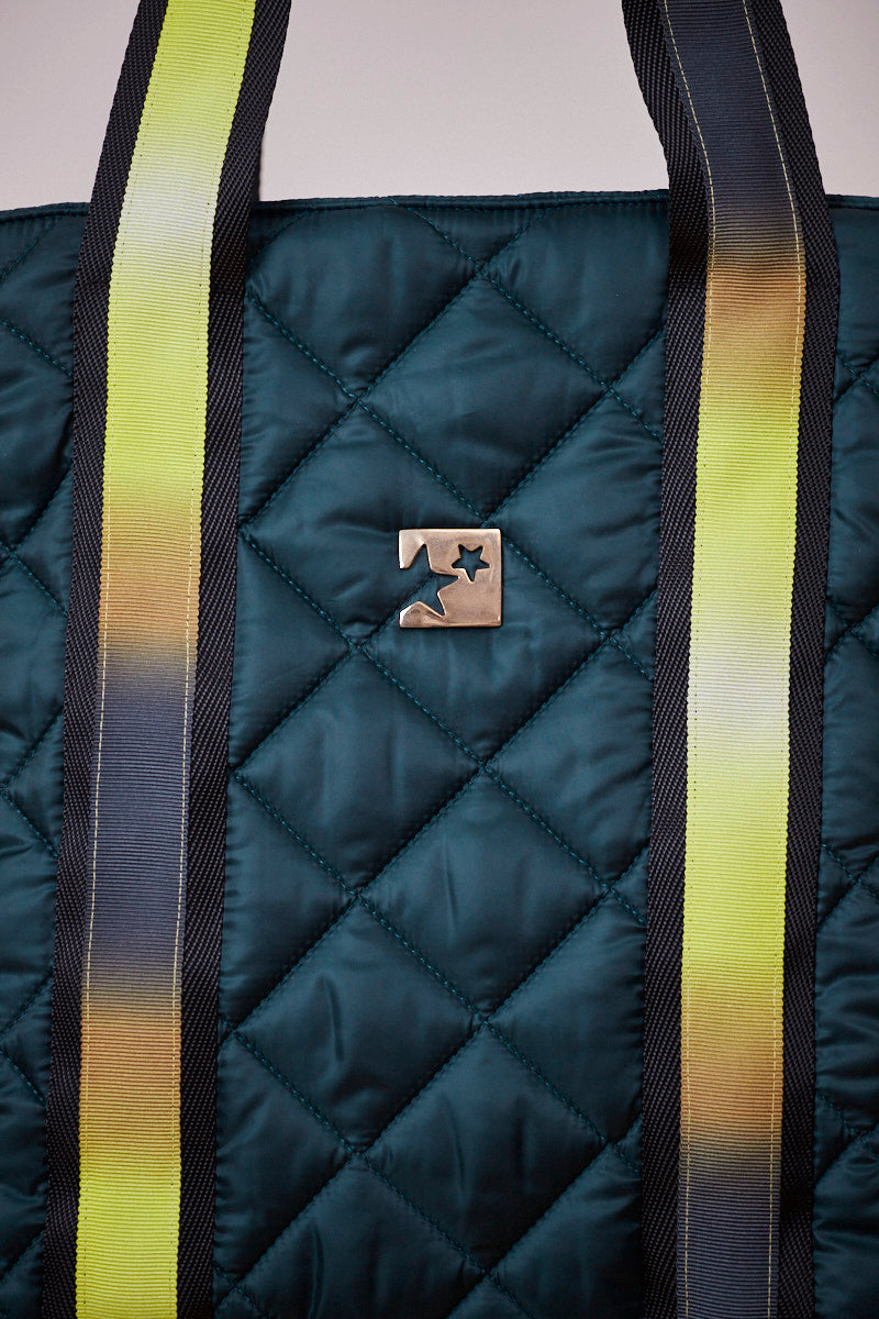 Kapitone Yeşil Omuz Çantası (Siyah askılı)