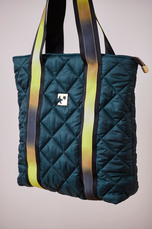 Kapitone Yeşil Omuz Çantası (Siyah askılı)