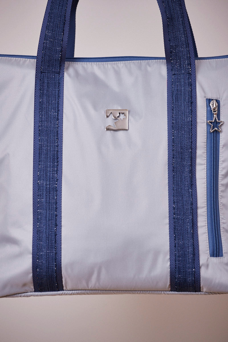 Gümüş Gri Shopping Bag (Mavi Askılı)