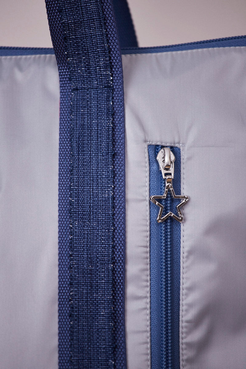 Gümüş Gri Shopping Bag (Mavi Askılı)