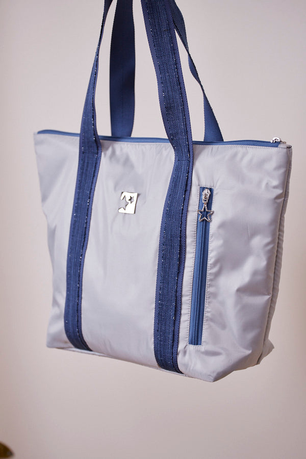 Gümüş Gri Shopping Bag (Mavi Askılı)