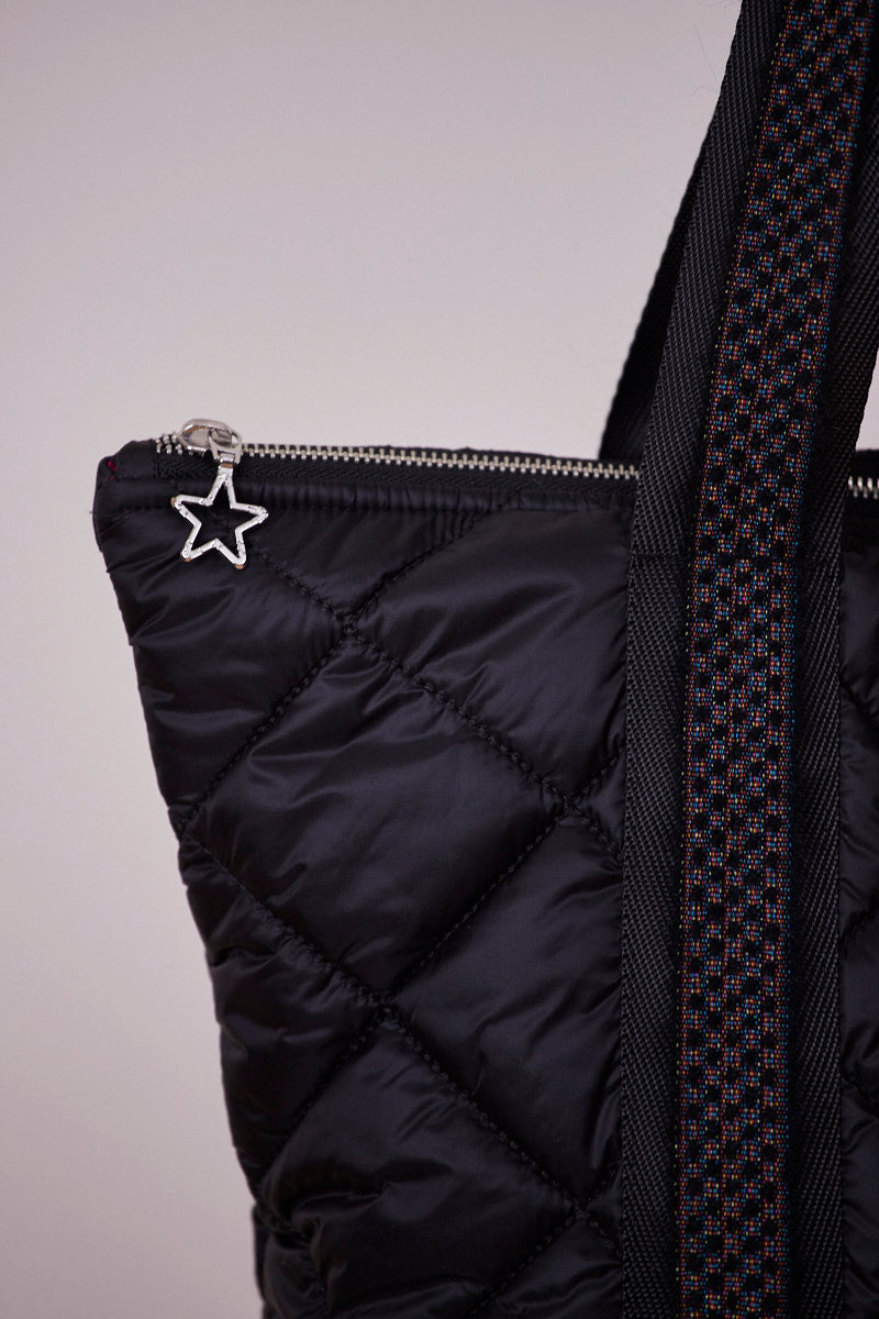 Siyah Kapitone Shopping Bag (Siyah Yün Askılı)