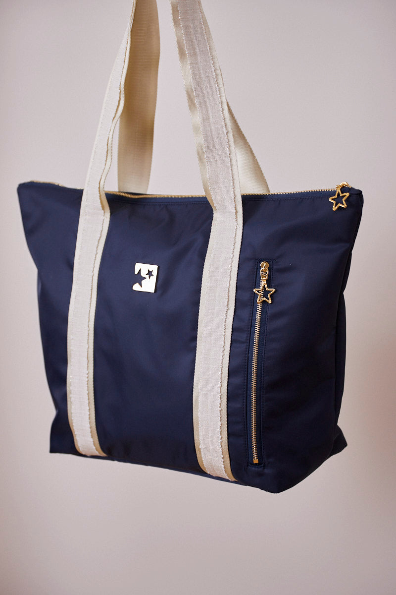 Lacivert Shopping Bag (Krem askılı)