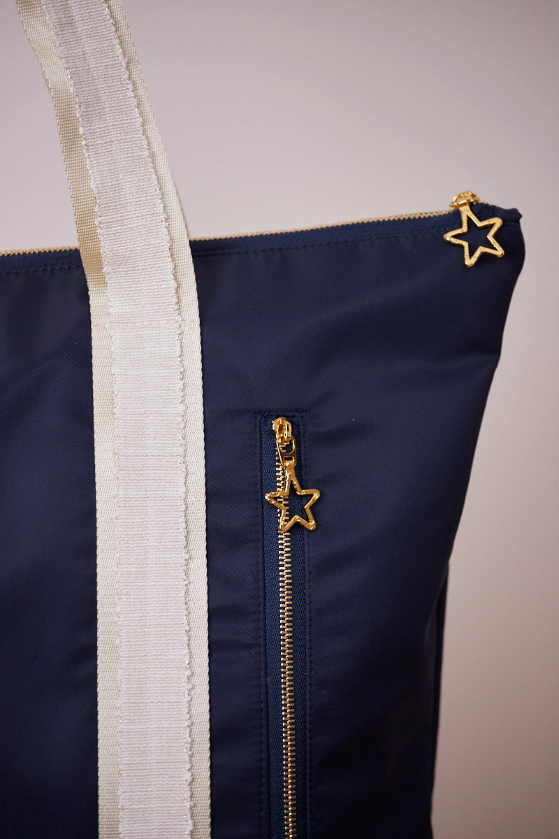 Lacivert Shopping Bag (Krem askılı)