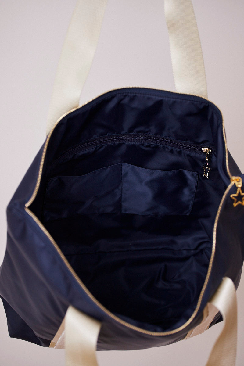 Lacivert Shopping Bag (Krem askılı)