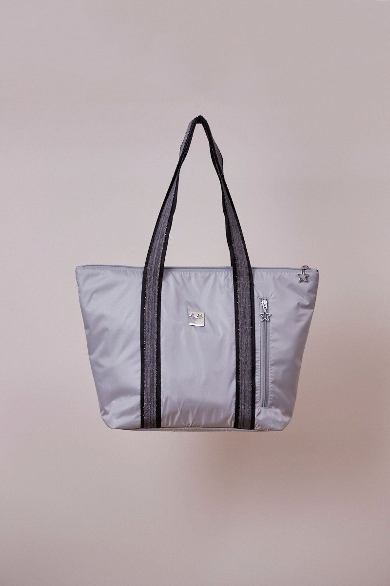 Gümüş Gri Shopping Bag (Siyah Askılı)