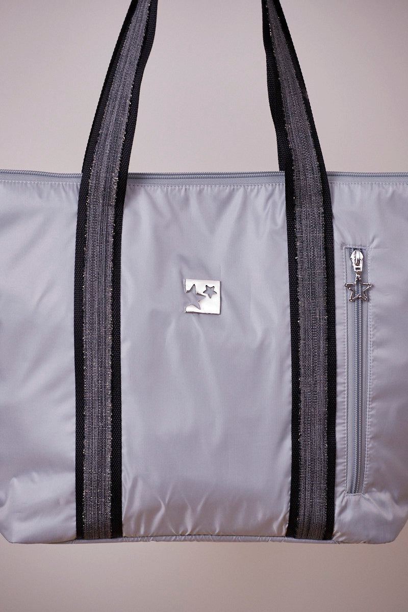 Gümüş Gri Shopping Bag (Siyah Askılı)