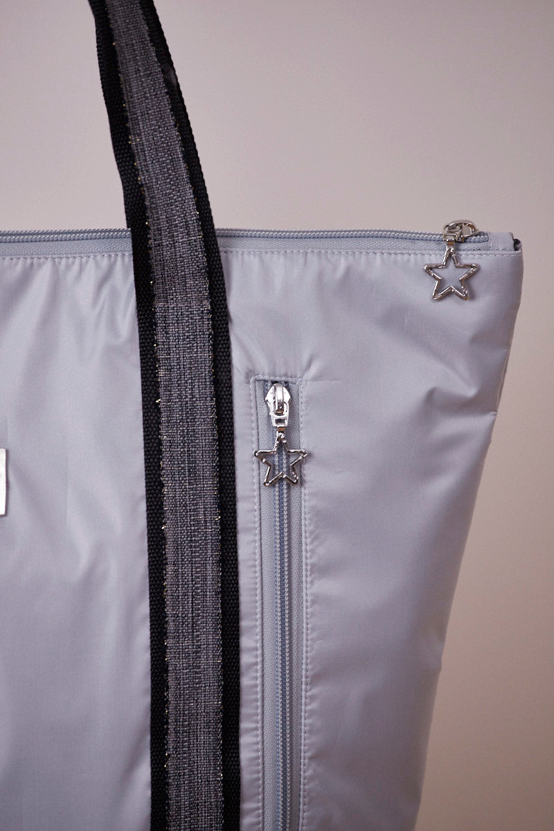 Gümüş Gri Shopping Bag (Siyah Askılı)