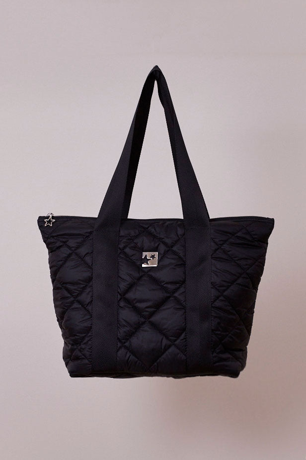 Siyah Kapitone Shopping Bag (Siyah Askılı)