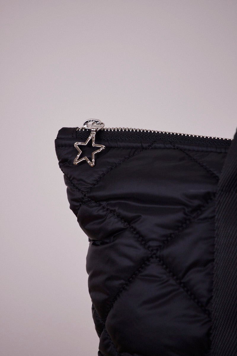 Siyah Kapitone Shopping Bag (Siyah Askılı)