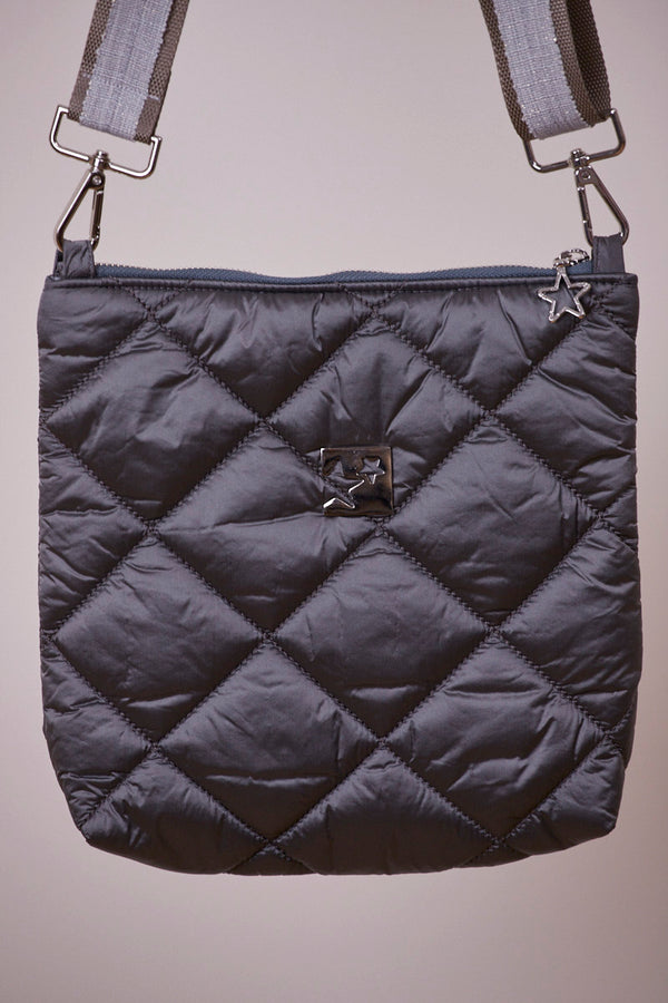 Gri Kapitone Çapraz Çanta