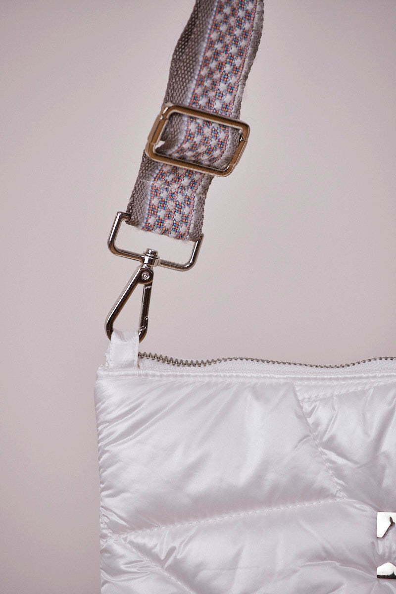 Büyükboy Beyaz Kapitone Çapraz Çanta (Beyaz askılı)