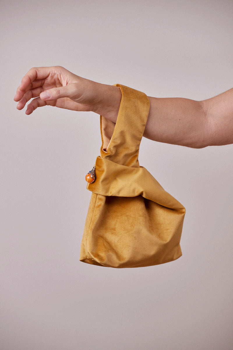 Sarı Kadife Gece Çantası