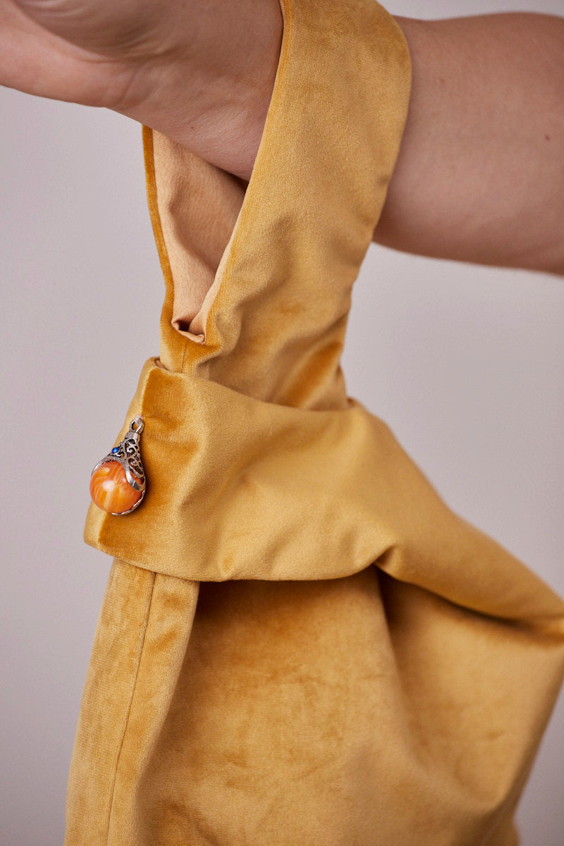 Sarı Kadife Gece Çantası