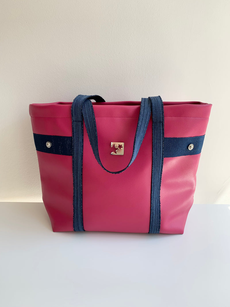 Marina Shopper Bag (Pembe İnce Lacivert)